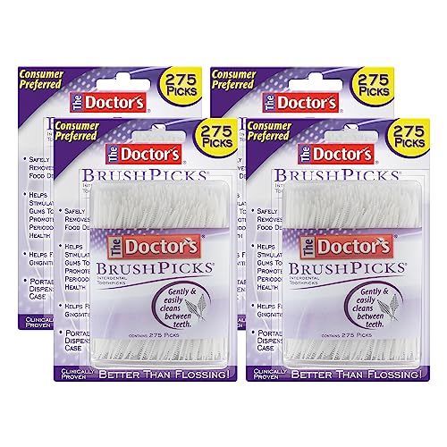 The Doctor's BrushPicks Interdental Toothpicks, 1,100 Picks, 4 Pack of 275 Picks 275 Count (Pack of 4)