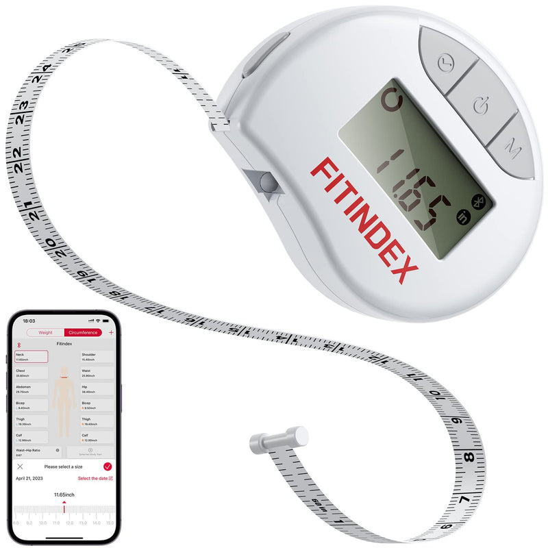 FITINDEX Smart Body Tape Measure, Accurate Tape Measurements for Weight Loss, 12 Body Parts Measurements for Waist, Hip, Bust, Arms, Muscle Gain, Sync with APP - BeesActive Australia