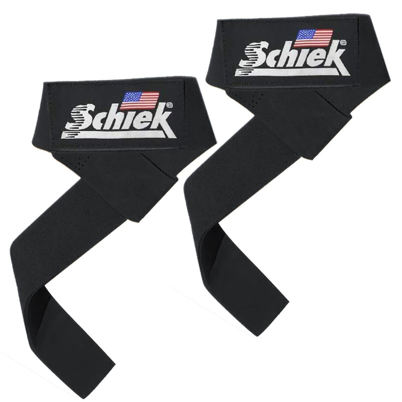 Schiek Sports Model 1000LLS Leather Weight Lifting Straps Black