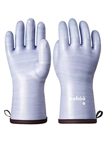 LANON Wahoo Liquid Silicone Oven Mitts,Heat Resistant Gloves,Purple,M/8 Purple M/8