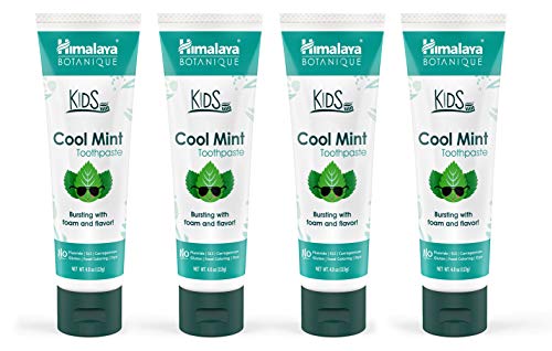 Himalaya Botanique Kids Fluoride Free Toothpaste, Cool Mint, 4 oz, 4 Pack 4 Ounce (Pack of 4)