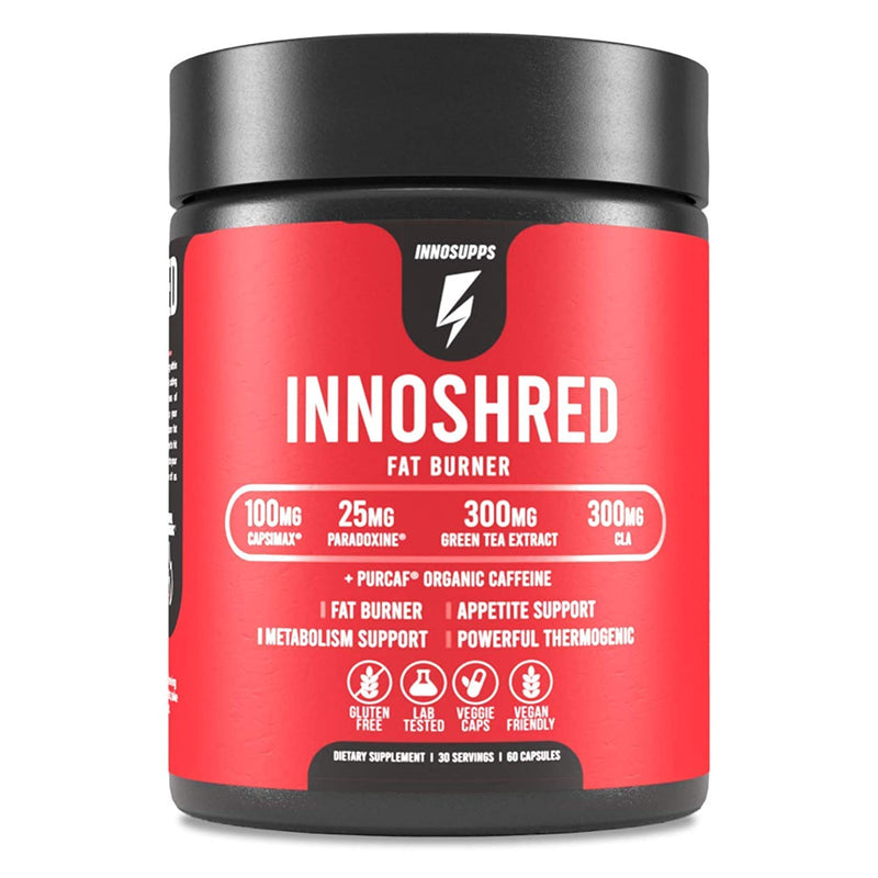 Inno Shred - Day Time Fat Burner | 100mg Capsimax, Grains of Paradise, Organic Caffeine, Green Tea Extract, Appetite Suppressant, Weight Loss Support (60 Veggie Capsules) | (with Stimulant) - BeesActive Australia
