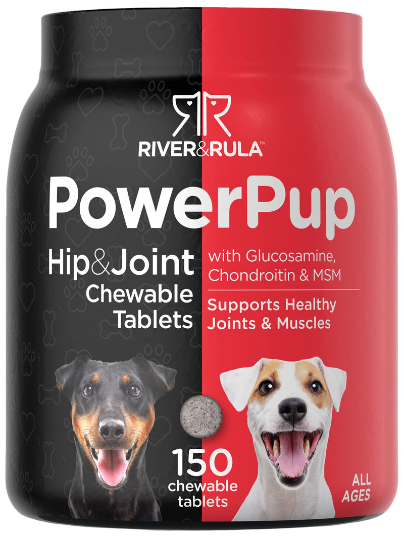 Horbäach Glucosamine for Dogs | 150 Chews | Hip and Joint Supplement for Dogs | Glucosamine, Chondroitin, MSM, Turmeric and More | Non-GMO & Gluten Free | by River & Rula 150 Count (Pack of 1) - BeesActive Australia