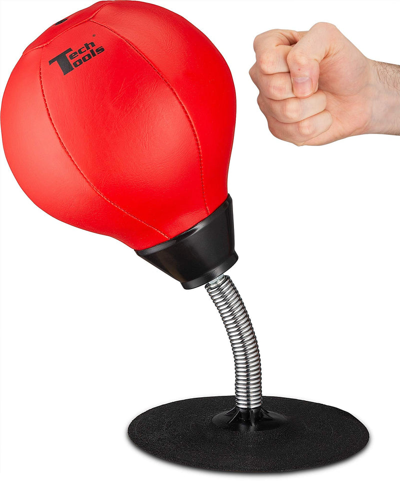 Tech Tools Stress Buster Desktop Punching Bag - Suctions to Your Desk, White Elephant Gifts for Coworker Men and Women, Heavy Duty Stress Relief Ball, Gag Gifts Funny Desk Accessories Red - BeesActive Australia
