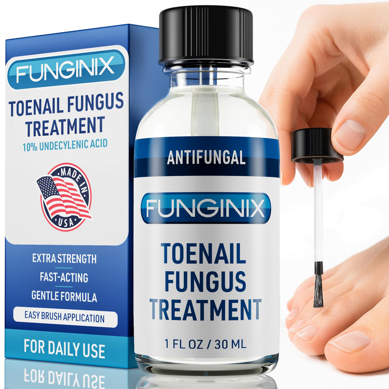 FUNGINIX Toenail Fungus Treatment Extra Strength - Antifungal Nail Treatment With 10% Undecylenic Acid & Tea Tree Oil - Includes Natural Oils & Botanicals - Made in USA (Packaging Does Vary) 1 Fl Oz (Pack of 1)