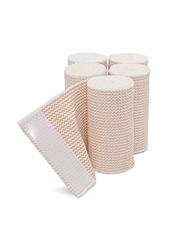 Hospora Thick Latex-Free Compression Cotton Elastic Bandage (4 inches, 5 Rolls) 4 Inch (Pack of 5)