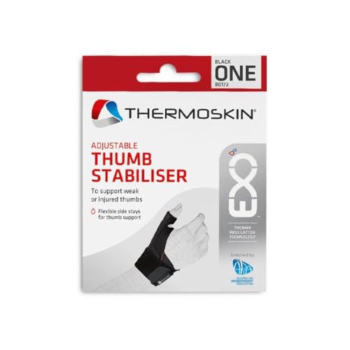 Thermoskin EXO Thermal Adjustable Thumb Brace Stabilizer,CMC Joint, Black, OSFM