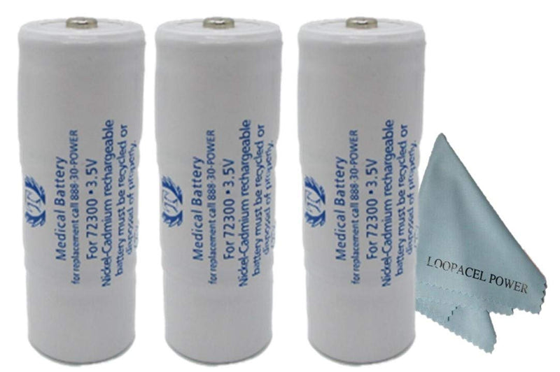 3 Titon 72300 Replacement Battery for Welch Allyn 72300 3.5V with Loopacell Cloth - BeesActive Australia