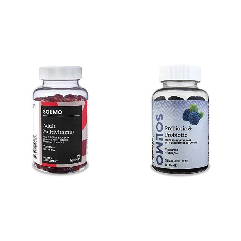 Amazon Basics Adult Multivitamin (150 Gummies) and Prebiotic & Probiotic Gummies (50 Gummies)