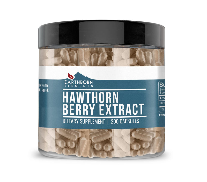 Earthborn Elements Hawthorn Berry Extract 200 Capsules, Pure & Undiluted, No Additives 200 Count (Pack of 1) - BeesActive Australia
