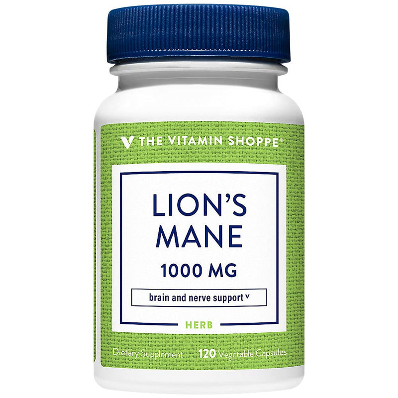 The Vitamin Shoppe Organic Lion’s Mane Mushroom, 1000 MG, 120 Caps | Organic Nootropic Mushroom Formula to Support Cognitive Function and Focus 1 Count (Pack of 1)