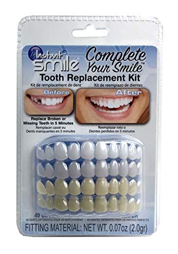 Instant Smile Complete Your Smile Temporary Tooth Replacement Kit - Replace a Missing Tooth in Minutes - Patented 40 Piece Assortment