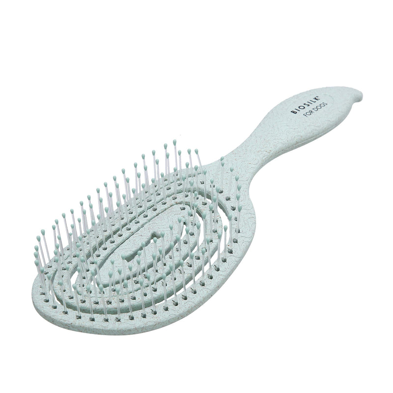 BioSilk for Pets Eco-Friendly Detangling Pin Brush for Dogs in Mint Green | Easy to Hold Ergonomic Handle Dog Brushes, Wet or Dry Dog Hair Brush, Light Blue (FF12806),Gray/Black 1 Count - BeesActive Australia