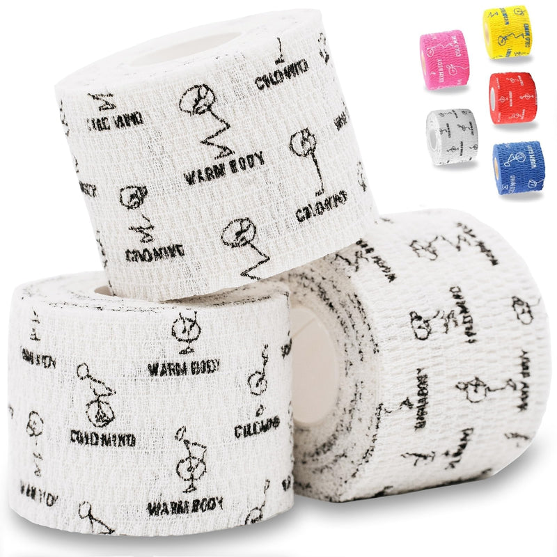 WARM BODY COLD MIND 1.85" Weightlifting Thumb Tape - Hook Grip Tape for Powerlifting, Cross Training, Gym Tape, Workout, Weight Lifting Tape, Athletic Finger Wrap (White 3 Rolls) 3 Rolls White - BeesActive Australia