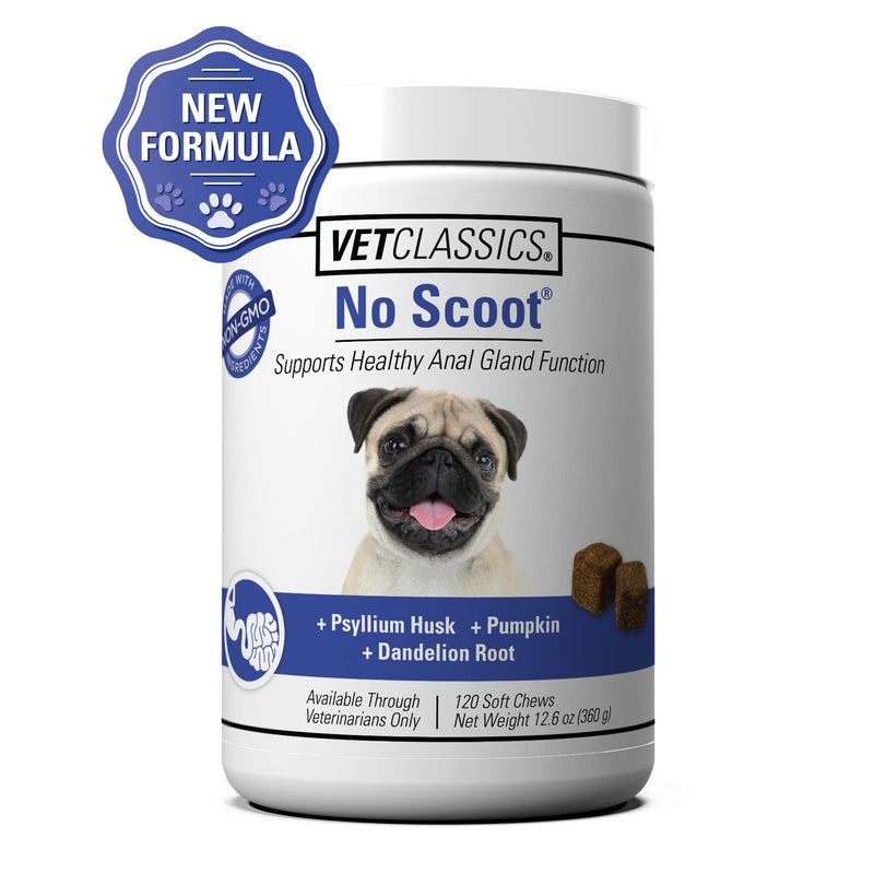 Vet Classics No Scoot Dog Supplements for Healthy Anal Gland Function – Support Normal Bowel Functions, Anal Glands – Increases Daily Fiber Intake for Dogs – 120 Soft Chews - BeesActive Australia