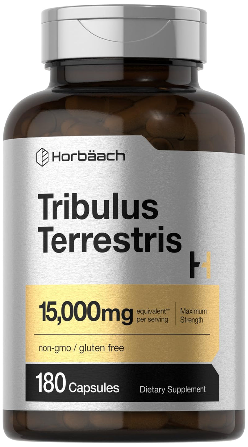 Horbäach Tribulus Terrestris for Men 15000mg | 180 Capsules | Maximum Strength | Non-GMO, Gluten Free Extract Supplement 180 Count (Pack of 1) - BeesActive Australia