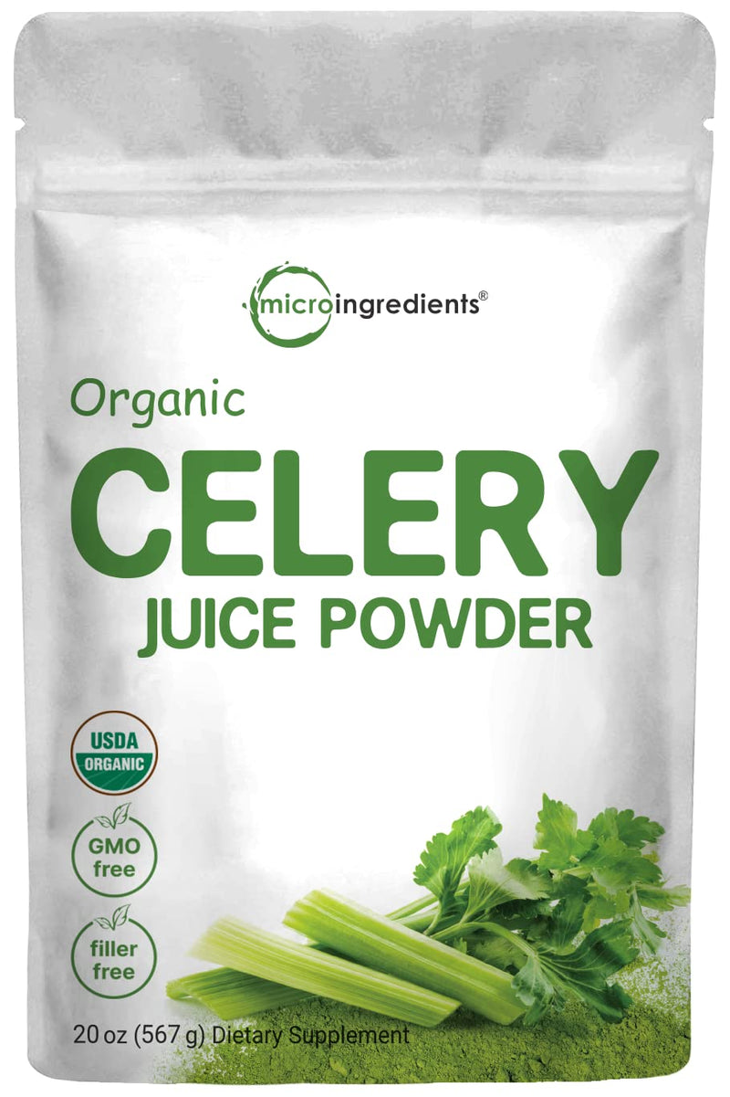 Organic Celery Juice Powder, 20 Ounce (1.25 Pound), 71 Serving, Celery Detox and Cold Pressed, Boosts Immune System, Energy and Supports Gut Health, Rich in Immune Vitamin C and Minerals, Vegan - BeesActive Australia