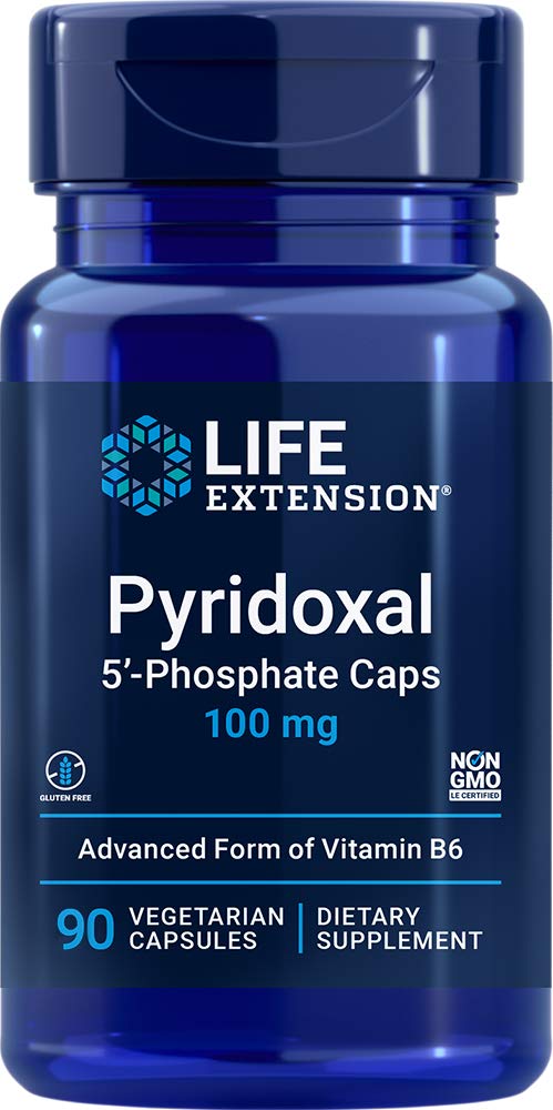 Life Extension Pyridoxal 5-Phosphate Caps 100 mg P5P, 90 Veg Capsules | 90-Day Supply. Metabolically active form of vitamin B6. Non-GMO, Gluten Free, Vegetarian. 90 Count (Pack of 1)