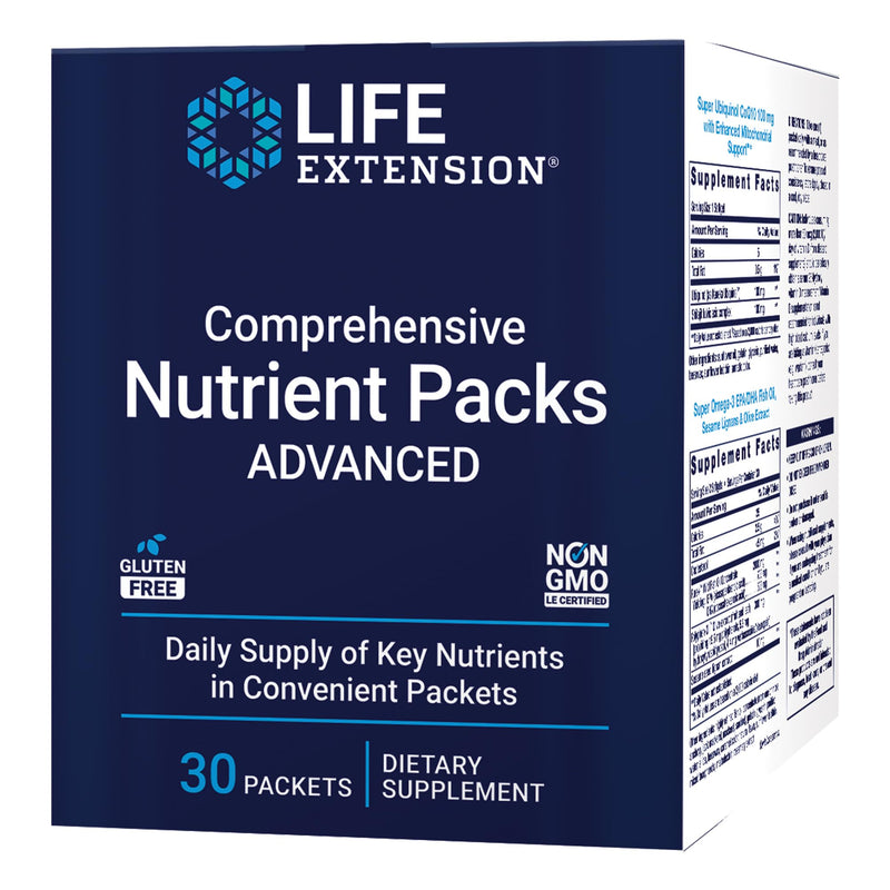 Life Extension Comprehensive Nutrient Packs Advanced, 30 Packets | Curcumin, Fish Oil, Multivitamin & CoQ10, On-the-Go Packets, Gluten-Free & Non-GMO