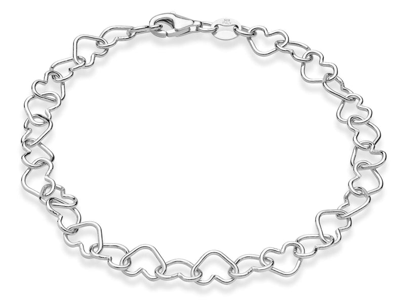 Miabella Sterling Silver Italian 5mm Rolo Heart Link Chain Bracelet for Women Teen Girls, Made in Italy Length 7.5 Inches - BeesActive Australia