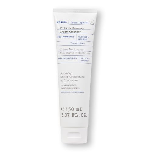 KORRES Greek Yoghurt Foaming Cream Cleanser, Deep Skin Cleansing 5.07 Fl Oz Greek Yoghurt Cream Cleanser 5.07 Fl Oz (Pack of 1)