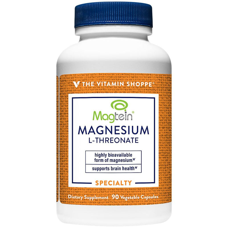 The Vitamin Shoppe Magtein Magnesium L-Threonate, Brain Health, 90 Caps | Daily Mineral to Support Muscle Relaxation, Bone Health, Energy Production, and Brain Health