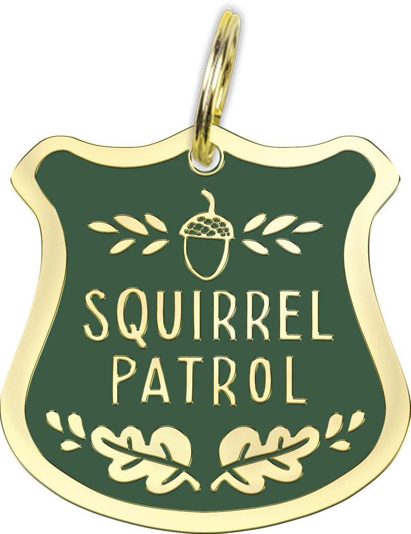 Squirrel Patrol Hard Enamel Dog Collar Pet Charm 1.25 Inch x 1.25 Inch - BeesActive Australia