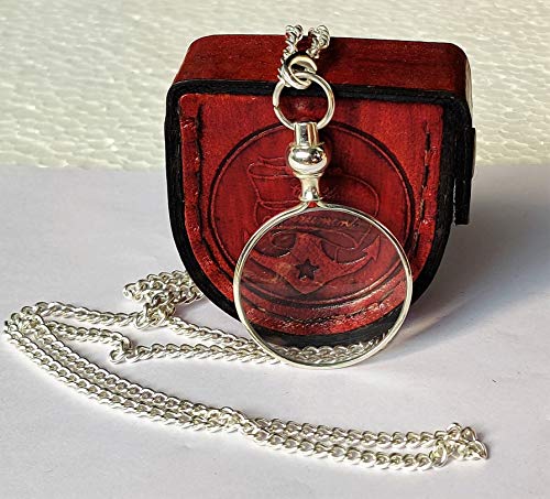 Silver Coated Magnifying Glass, Optical Magnifier Lens with A Beautiful Necklace Chain Monocle for Library Reading Fine Print Zooming Increase Vision Jewelry ()