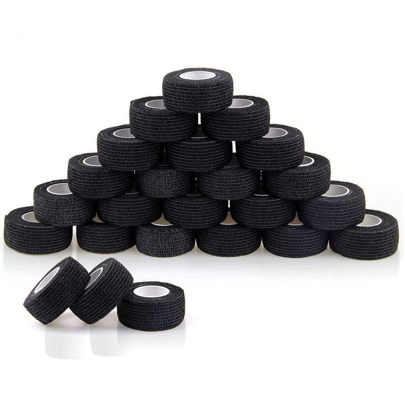 Self Adhesive Bandage Rolls Grip Cover Sensi Wrap Tape for Sports,Wrist,Ankle,Pets 5-Yards 24pcs (1 inch, Black) 1 Inch (Pack of 24) - BeesActive Australia