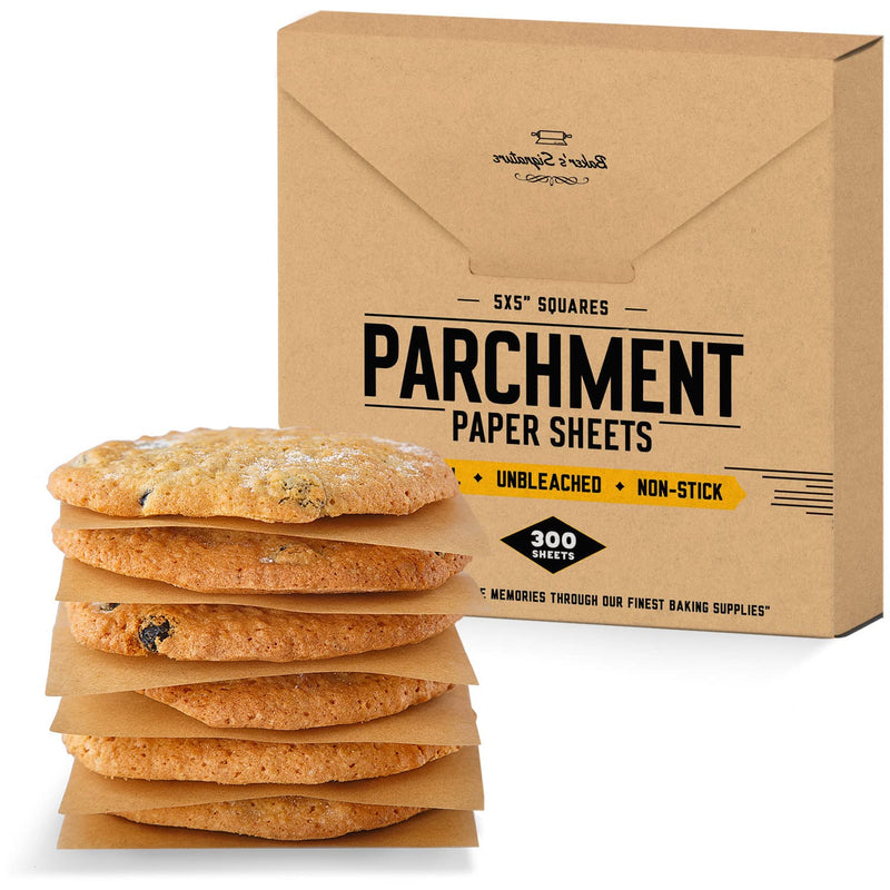 5x5 Inches 300 Sheets Parchment Paper Squares by Baker’s Signature | Silicone Coated & Unbleached – Ideal for Baking, Wrapping, Freezing & Diamond Painting – Non-Toxic & Comes in Convenient Packaging 5" x 5" Squares - BeesActive Australia