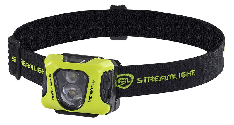 Streamlight 61436 Enduro Pro 200-Lumen USB Rechargeable LED Headlamp with Elastic Head Strap, Rubber Hard Hat Strap, 3M Dual Lock Fasteners, and USB Cable, Yellow - BeesActive Australia