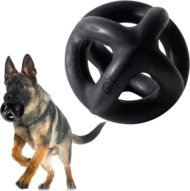 Monster K9 Indestructible Ring Ball - Lifetime Replacement - Medium & Large Breeds - Ultra Durable Dog Toy for Aggressive Chewers - Chew, Tug, & Fetch - 5.5" Black - Most Durable - BeesActive Australia