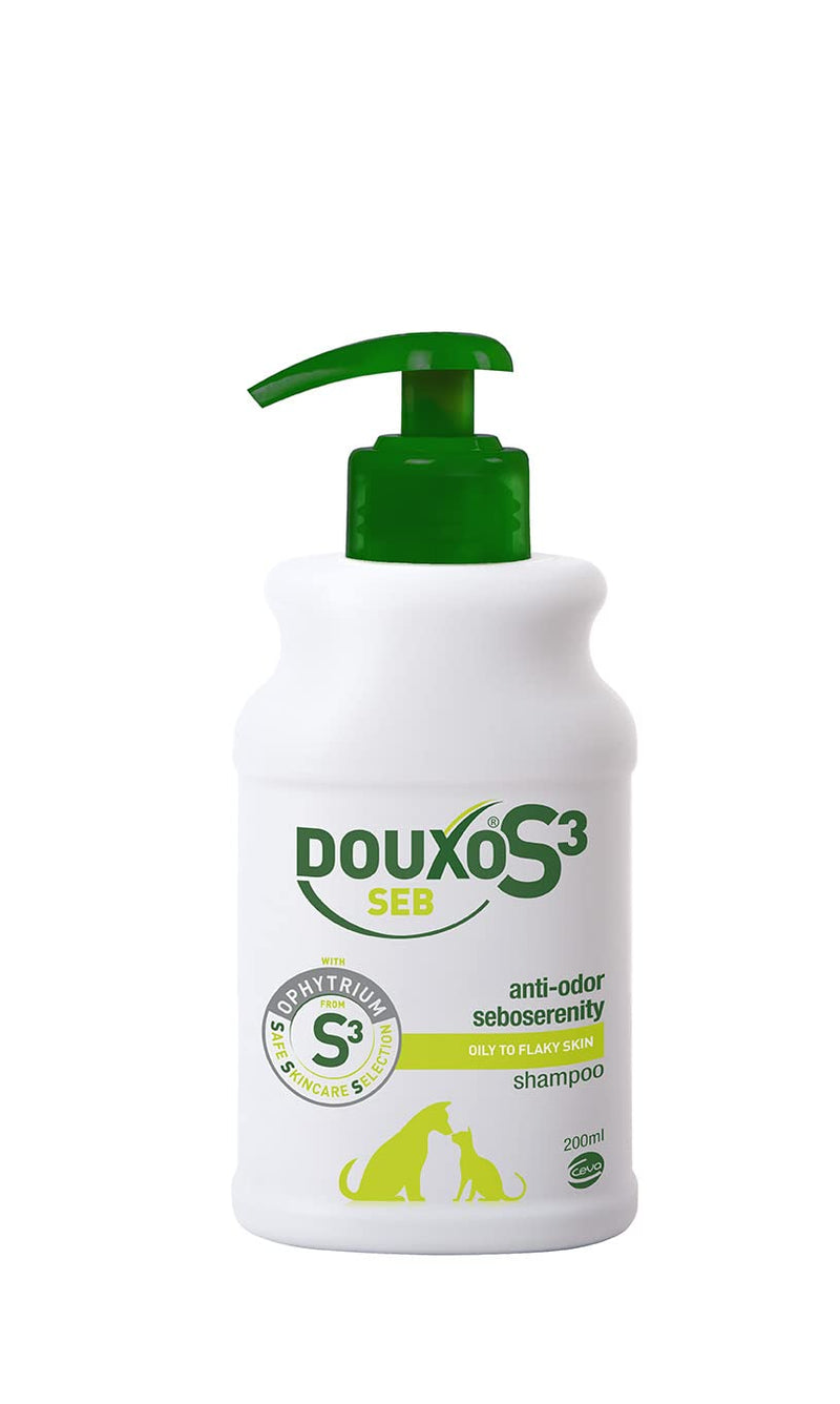 Douxo S3 SEB Antidandruff Antiodour Oily Skin Dog and Cat Shampoo - Hypoallergenic Fragrance - Glossy Coat Results - Veterinary Recommended and Clinically Proven - Safe Skincare Selection - 200ml Seb Anti-dandruff Dog and Cat Shampoo - PawsPlanet Australia