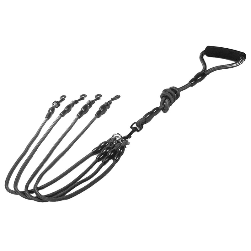 Petyoung 2/3/4 Way Pet Walking Couplers Lead Nylon Braided Rope No Tangle Dog Walking Tracks for 2/3/4 Dogs 4 Way Black