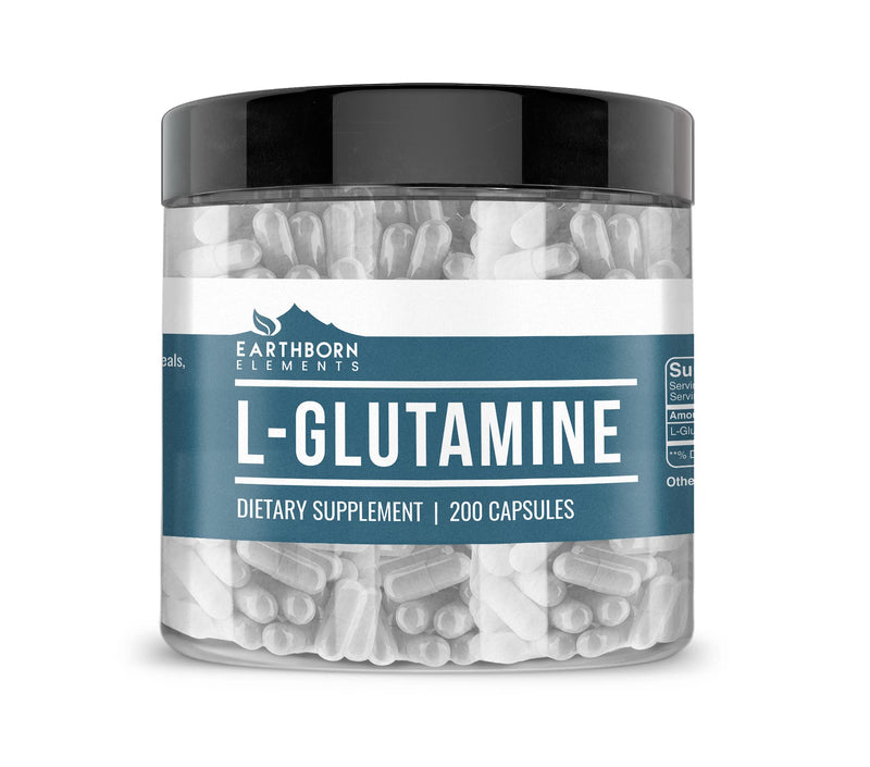 Earthborn Elements L-Glutamine 200 Capsules, Pure & Undiluted, No Additives 1 Count (Pack of 200)