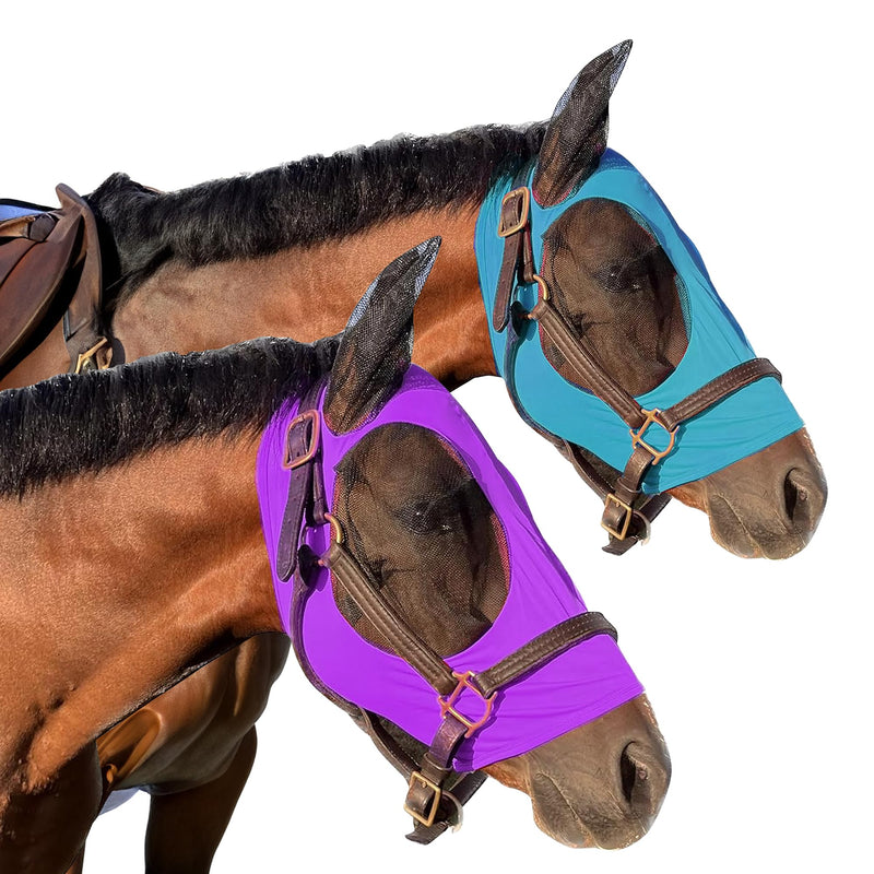 Prairie Horse Supply - UV Fly Mask with Ears for Horses – Lycra Comfort Fit Design - Horse Fly Protection for Trail and Pasture - Durable Mesh Shields from UV Rays - Purple - Arab/Cob/Small Quarter - BeesActive Australia