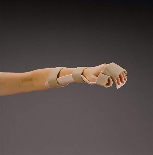 Rolyan Pre-Formed Resting Pan Mitt Splint with Strapping, Large, Left, White, Preformed Brace with Self-Adhesive Straps for Secure Recovery from Surgery and Injury, Polyform Wrist and Hand Support