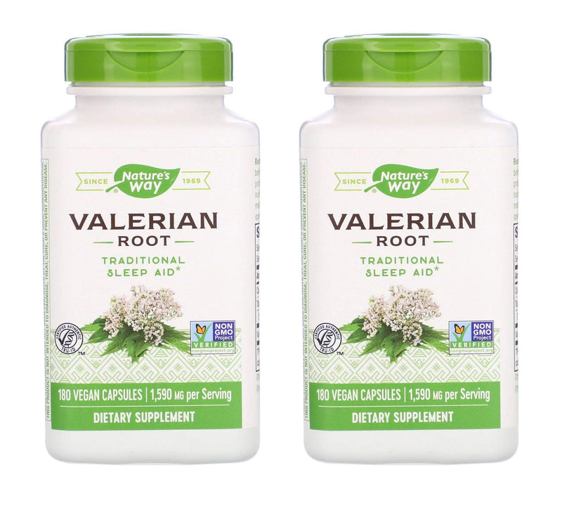 Nature's Way Valerian Root 1,590 Milligrams Traditional Sleep Aid as a Dietary Supplement (180 Vegan Capsules) Pack of 2 - BeesActive Australia