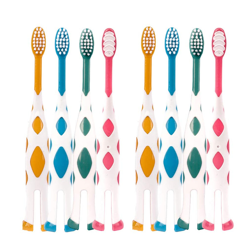 8 Packs Kids Toothbrush, Extra Soft Lovely Deer Toddler Toothbrush for Kids 2-8 Years (Pink&Orange&Blue&Green)