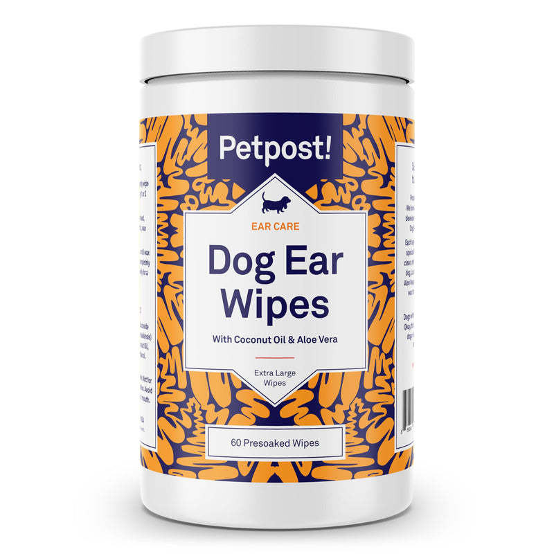 Petpost | Large Dog Ear Cleaner Wipes - Ultra Soft XL Cotton Pads in Coconut Oil Aloe Solution - Remedy for Dog Ear Rinse & Cleanser 60 ct. - PawsPlanet Australia