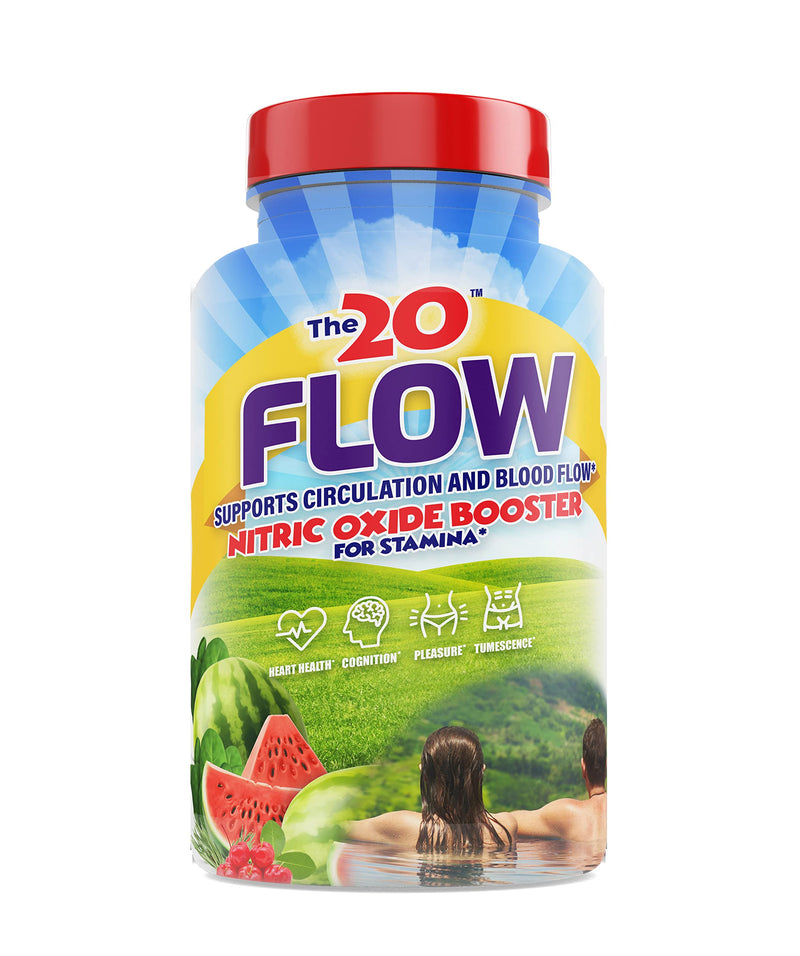 The20: Flow - Nitric Oxide Supplement - 60 Capsules - L-Citrulline from Organic Watermelon, Organic Spinach, and Organic Acerola Cherries - for Heart, Brain, and Overall Health - No Gluten - BeesActive Australia