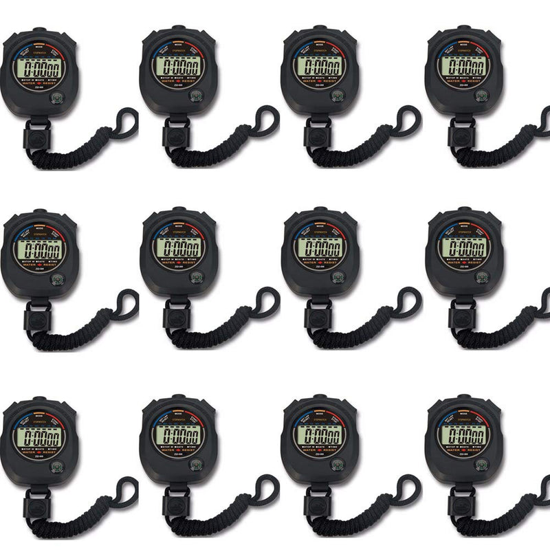 12 Pack Multi-Function Electronic Digital Sport Stopwatch Timer, Large Display with Date Time and Alarm Function,Suitable for Sports Coaches Fitness Coaches and Referees 12pack