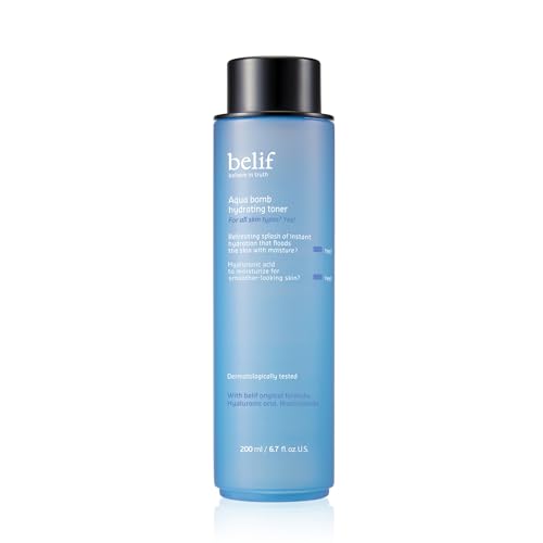 belif Niacinamide Hydrating Toner – Aqua Bomb Lightweight Cooling Toner with Hyaluronic Acid, Soothing and Balancing Formula, Skin Barrier Repair and Radiant Skin, Korean Skincare, 5.07 fl oz 6.7 Fl Oz (Pack of 1)