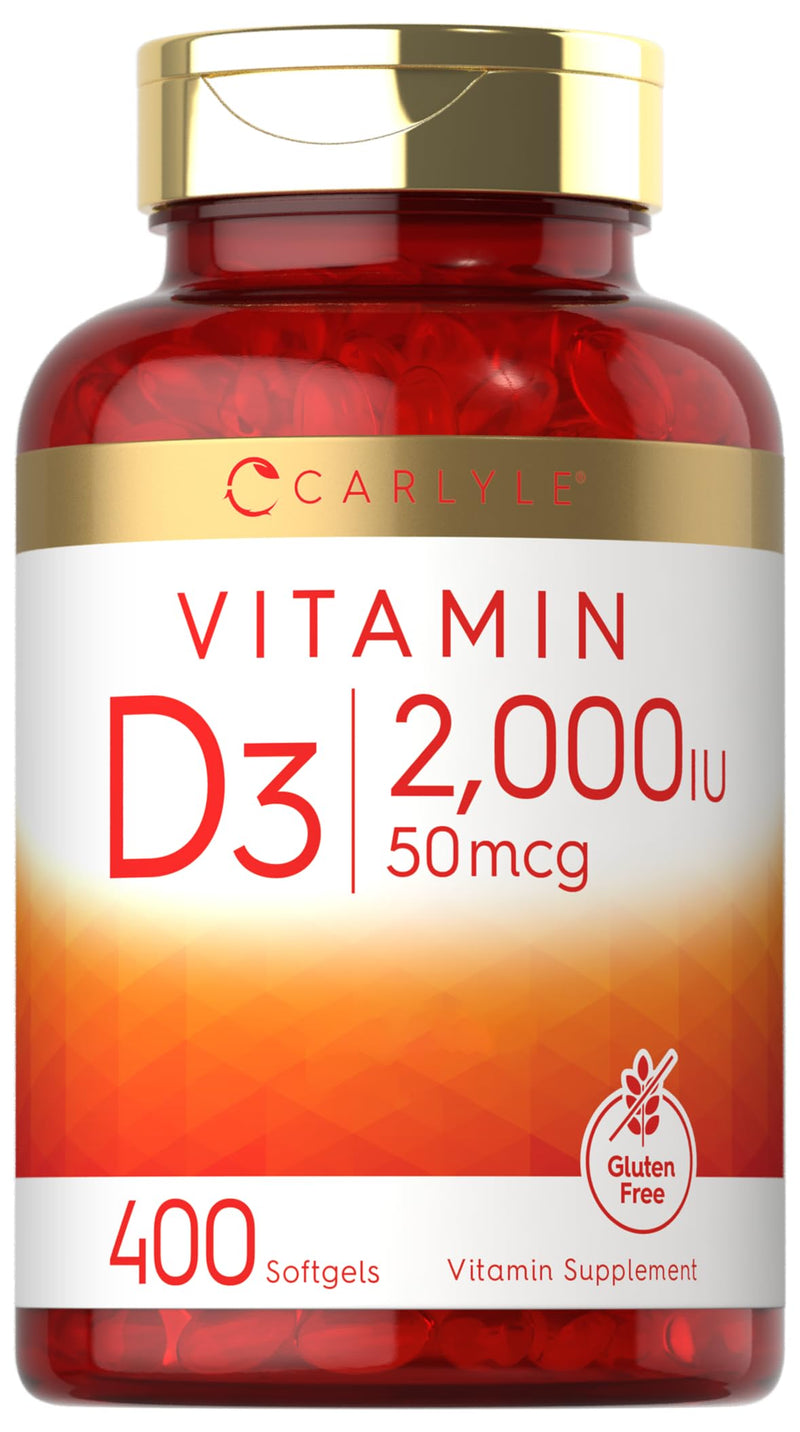 Carlyle Vitamin D3 2000IU Softgels | 400 Count | Non-GMO, Gluten Free Formula | 50 mcg | Vitamin D Supplement - BeesActive Australia