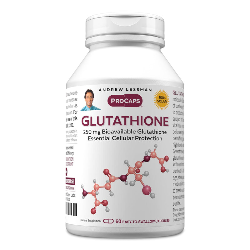 ANDREW LESSMAN Glutathione 250 mg - 60 Capsules - Powerful Antioxidant, Reduces Oxidative Stress. Bioavailable, Protects Cells, Tissues, Organs. Supports Immune Health. Easy-to-Swallow Capsules. | Powerful L-Glutathione, Vitamin C & Glycine formula for...
