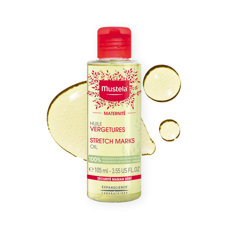 Mustela Maternity Stretch Marks Oil - with Natural Avocado, Maracuja & Sunflower Oil - EWG Verified, Vegan & Fragrance Free - 3.55 fl. oz. New Packaging