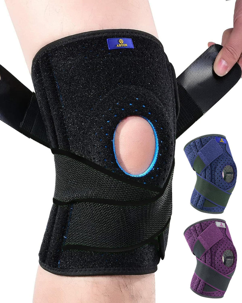 ABYON Knee Brace for Men & Women Meniscus Tear, Knee Support with Dual Side Stabilizers & Crossed Compression Straps for Knee Pain Relief, ACL, Arthritis and Post-Surgery Recovery - Please Check How To Size Video 2X-Large/3X-Large (Pack of 1) Black