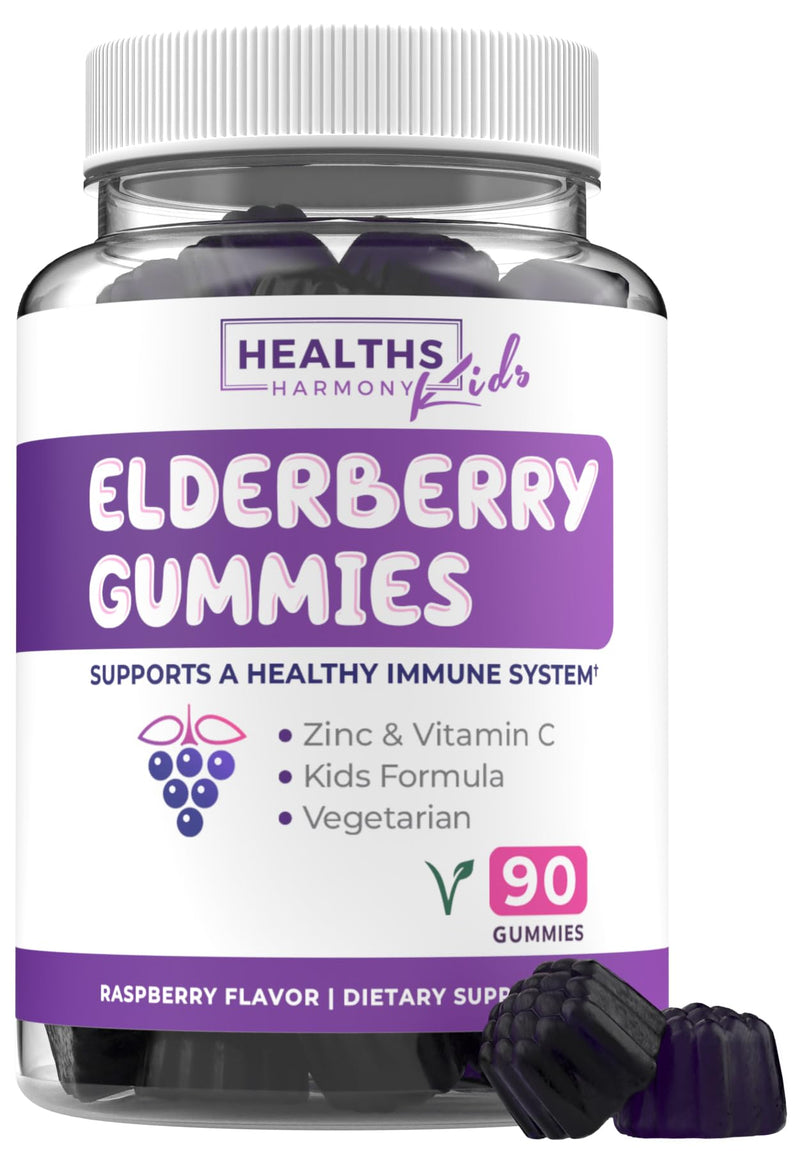 Sambucus Elderberry Gummies for Kids - Kids Immune Support Gummies with Black Elderberry Vitamin C and Zinc for Daily and Seasonal Wellness - Vegan Non-GMO & Lab Verified (3 Months Supply) Kids 90 Count