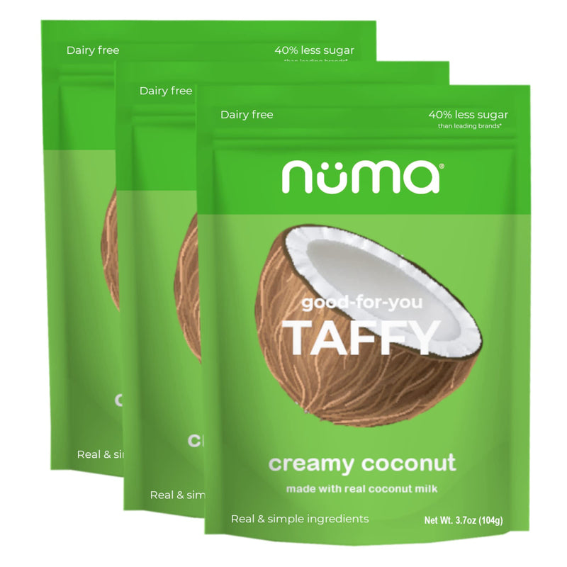 Healthy Creamy Coconut Soft Candy – Dairy Free, Low Sugar, Low Calorie, All Natural Chewy Snack with Real MCT-Rich Coconut Milk, Gluten Free – 3 Bags with 8 Individually Wrapped Chews Each - BeesActive Australia