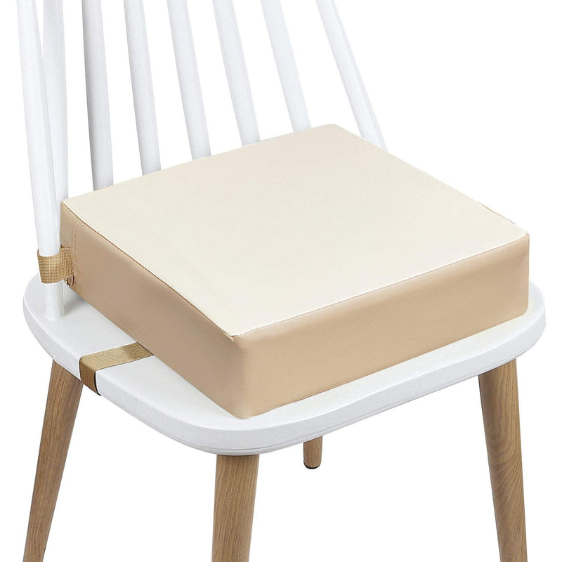 Toddler Booster Seat Dining, Washable 2 Straps Safety Buckle Kids Booster Seat for Dining Table, Portable Travel Increasing Cushion (Beige-PU) PU-beige - BeesActive Australia